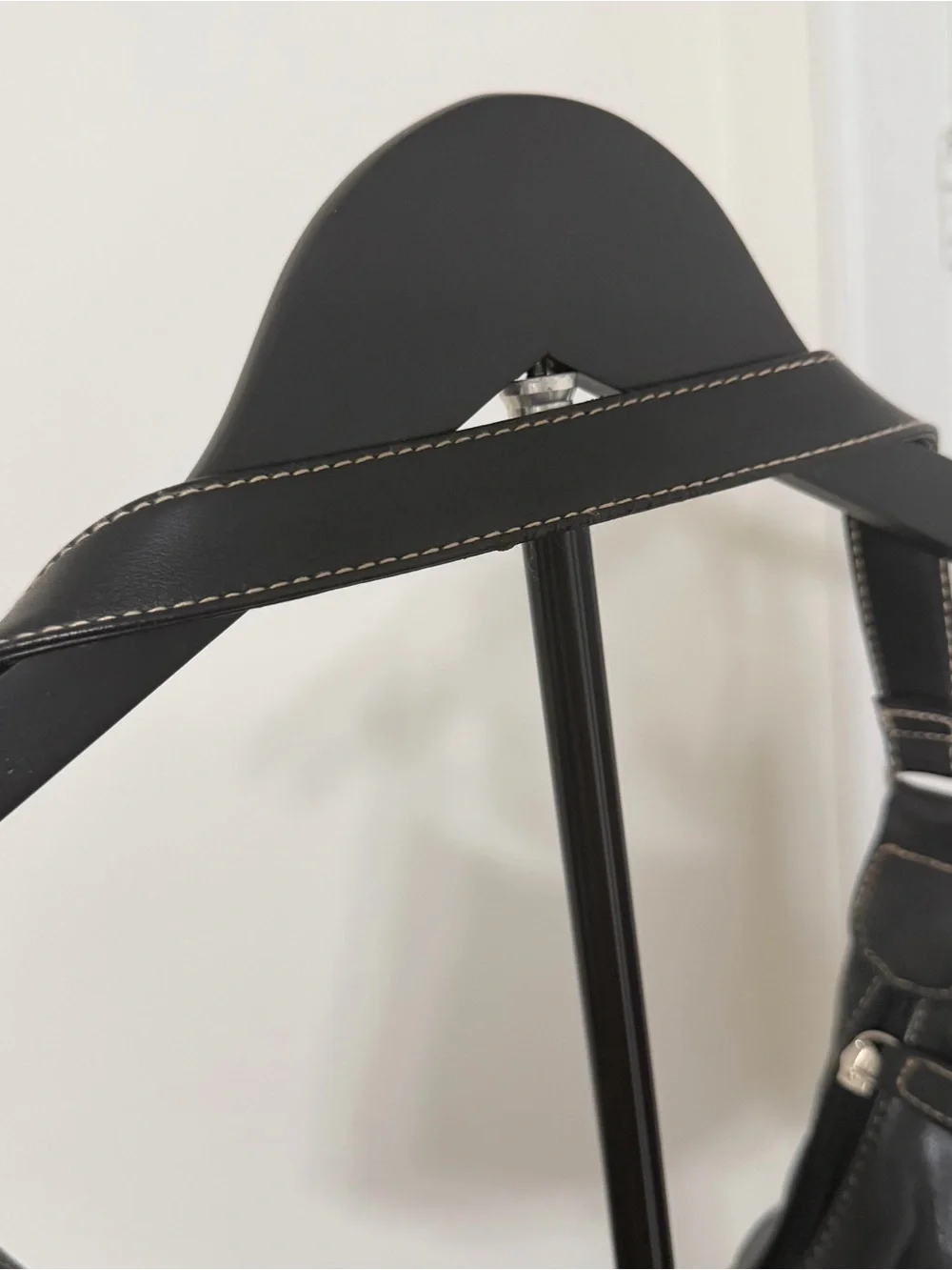 Classic Black Shoulder Bag with Silver Ring Accent